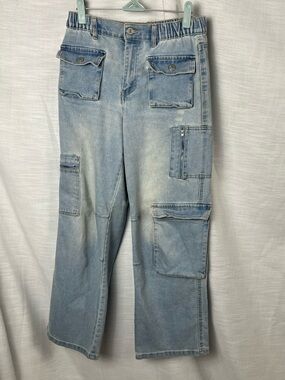 Forever 21 Light Blue Denim Cargoi Pants Wide Leg